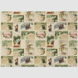 Festive Winter Kerstmis Ephemera Collage Tissuepapier