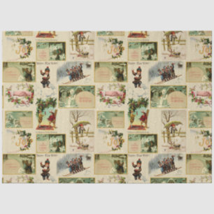 Festive  Winter Kerstmis Ephemera Collage Tissuepapier