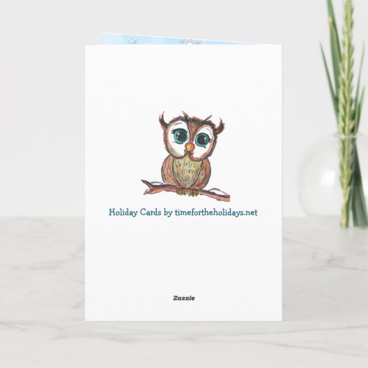 Festive Winter Owl Merry Kerstry Kaart (Achterkant)