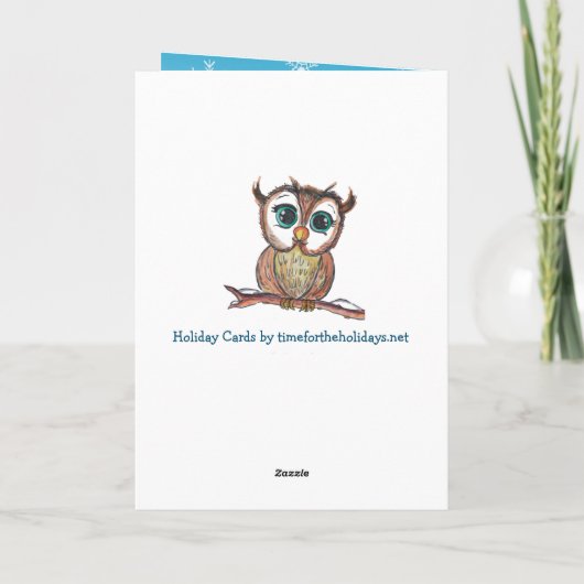 Festive Winter Owl Prettige feestdagen Kaart (Achterkant)