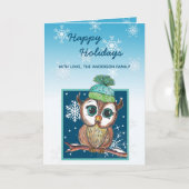 Festive Winter Owl Prettige feestdagen Kaart (Voorkant)