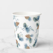 Festive Winter Pine and Evergreens Papieren Bekers (Achterkant)