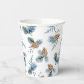 Festive Winter Pine and Evergreens Papieren Bekers (Links)