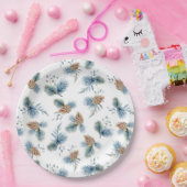 Festive Winter Pine and Evergreens Papieren Bordje (Feest)