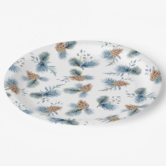 Festive Winter Pine and Evergreens Papieren Bordje (Gekanteld)