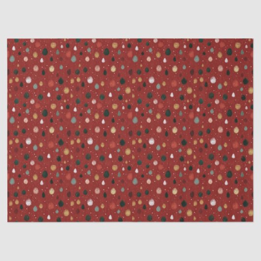 Festive Winter Snowflake Pattern in Red & Gold Tissuepapier (Voorkant)