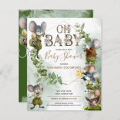 Festive Winter Wild Mice Baby shower Invitation (Voorkant / Achterkant)
