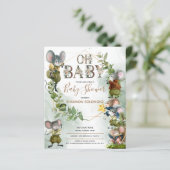 Festive Winter Wild Mice Baby shower Invitation (Staand voorkant)