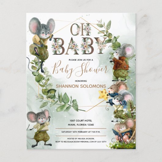 Festive Winter Wild Mice Baby shower Invitation (Voorkant)