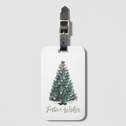 Festive Wishes. Christmas tree design Bagagelabel (Voorkant (verticaal))