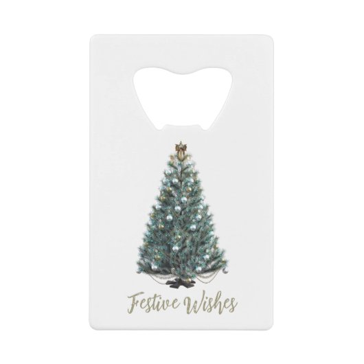 Festive Wishes. Christmas tree design Creditkaart Flessenopener (Voorkant)
