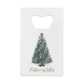 Festive Wishes. Christmas tree design Creditkaart Flessenopener (Achterkant)
