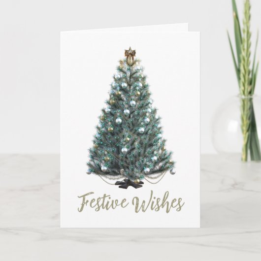 Festive Wishes. Christmas tree design Kaart (Voorkant)