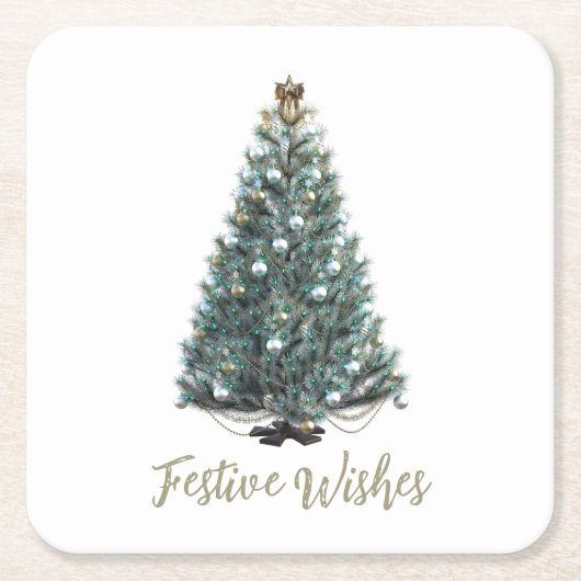 Festive Wishes. Christmas tree design Kartonnen Onderzetters (Voorkant)