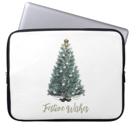 Festive Wishes. Christmas tree design Laptop Sleeve
