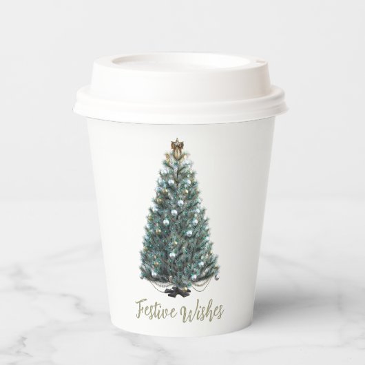Festive Wishes. Christmas tree design Papieren Bekers (Voorkant)