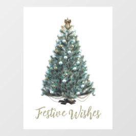 Festive Wishes. Christmas tree design Raamsticker