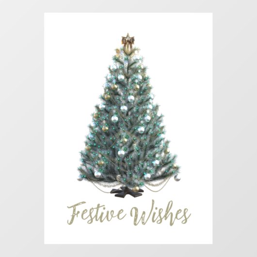 Festive Wishes. Christmas tree design Raamsticker (Vel)