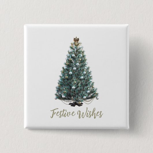 Festive Wishes. Christmas tree design Vierkante Button 5,1 Cm (Voorkant)