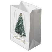 Festive Wishes. Christmas tree Medium Cadeauzakje (Voorkant Gekanteld)