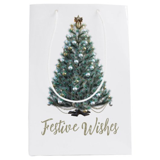 Festive Wishes. Christmas tree Medium Cadeauzakje (Voorkant)