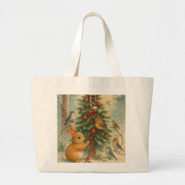 Festive woodland bunny christmas cute holiday  grote tote bag