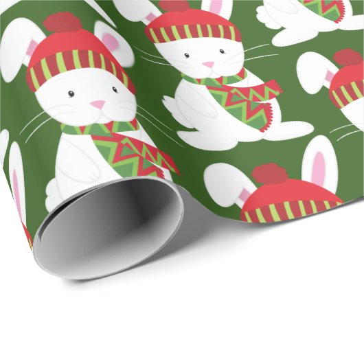Festive Woodland kerstbunny party wrap Cadeaupapier (Rol Hoek)