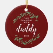 Festive Wreatalized 1st Kerstmis als papa Keramisch Ornament (Voorkant)