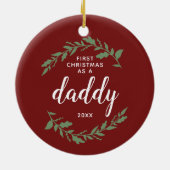Festive Wreatalized 1st Kerstmis als papa Keramisch Ornament (Achterkant)