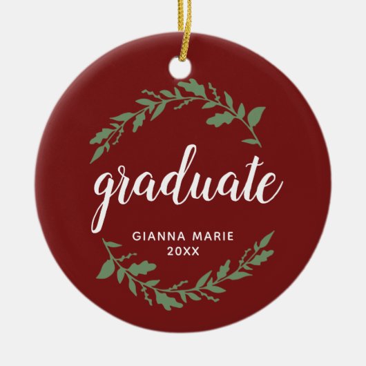 Festive Wreatalized Afstuderen Keepomwille Keramisch Ornament (Voorkant)