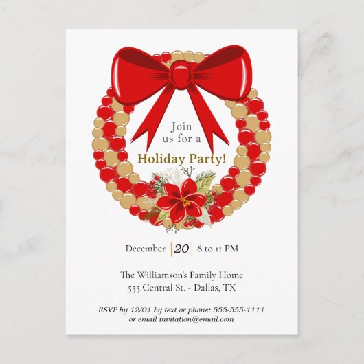 Festive Wreath Holiday Briefkaart (Voorkant)