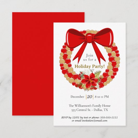 Festive Wreath Holiday Kaart (Voorkant / Achterkant)