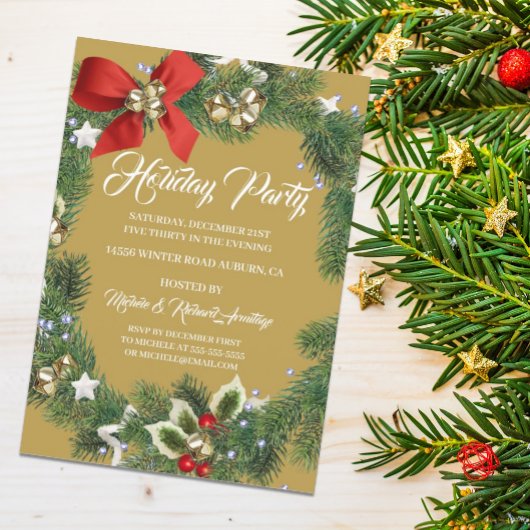 Festive Wreath Holiday Party Uitnodiging