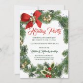 Festive Wreath Holiday Party Uitnodiging (Voorkant)