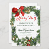 Festive Wreath Holiday Party Uitnodiging (Voorkant / Achterkant)