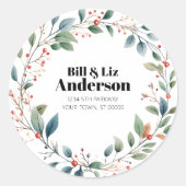 Festive Wreath Leaves Berries Sticker (Voorkant)