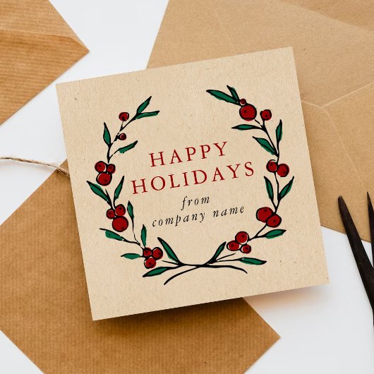 Festive Wreath Merry Christmas Happy Feestdagenkaart