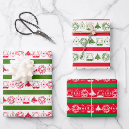 Festive Wreath, Ornament, Bell, kerstboom Inpakpapier Vel