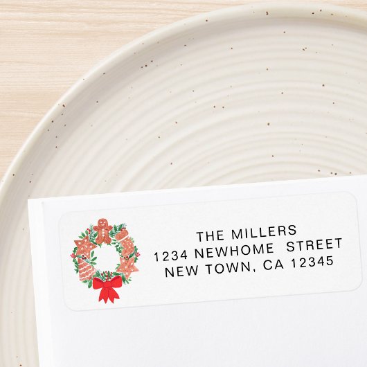 Festive Wreath Return Address Etiket
