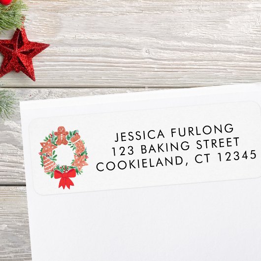 Festive Wreath Return Address Etiket