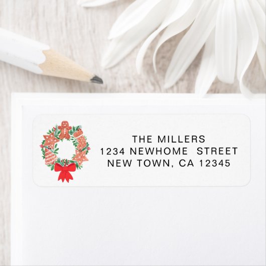 Festive Wreath Return Address  Etiket (Insitu)
