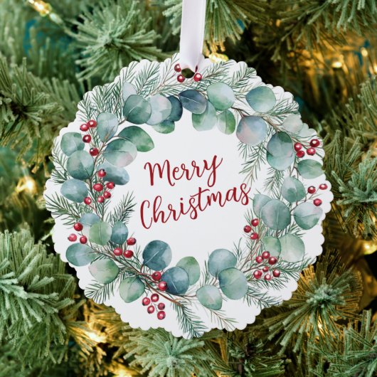 Festive Wreath with Red Berries and Eucalyptus  Ornament Kaart (Insitu (Drie))