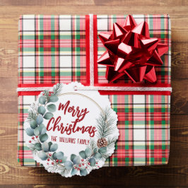 Festive Wreath with Red Berries and Eucalyptus  Ornament Kaart