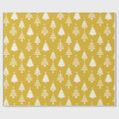 Festive Yellow and White Christmas Tree Pattern Cadeaupapier (Vlak)