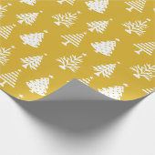 Festive Yellow and White Christmas Tree Pattern Cadeaupapier (Hoek)