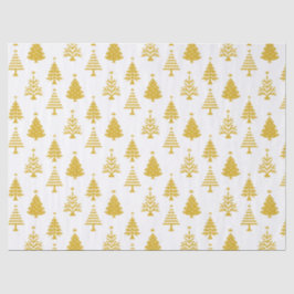 Festive Yellow and White Christmas Tree Pattern Tissuepapier
