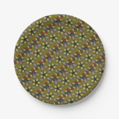 Festive Yellow Golden Kaleidoscoop Star Pattern Papieren Bordje (Voorkant)