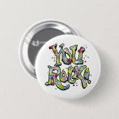 Festive "You Rock!" Lettering Button (Voorkant /achterkant)