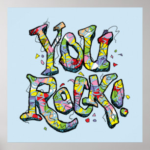 Festive "You Rock!" Poster met lettertekens