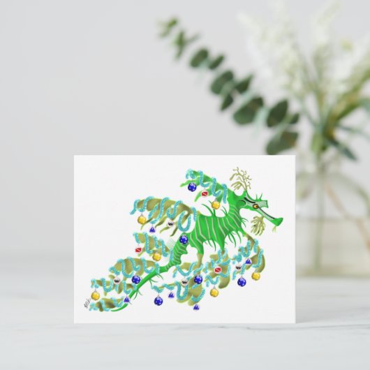Festive Zee Dragon Briefkaart (Staand voorkant)